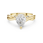 Gold Twisted Band Solitaire Engagement Ring, Pear center stone, Yellow Gold, view 4