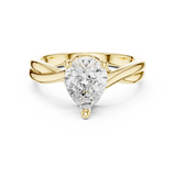 Gold Twisted Band Solitaire Engagement Ring, Pear center stone, Yellow Gold, view 4