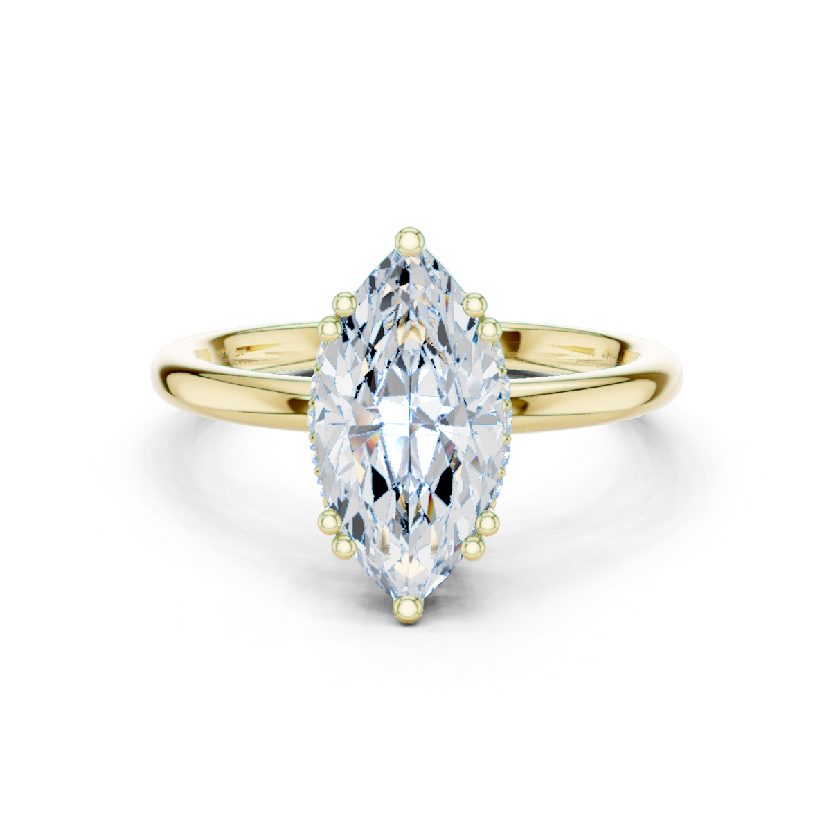 14K Solid Gold Lab Diamond Solitaire Ring, Yellow Gold