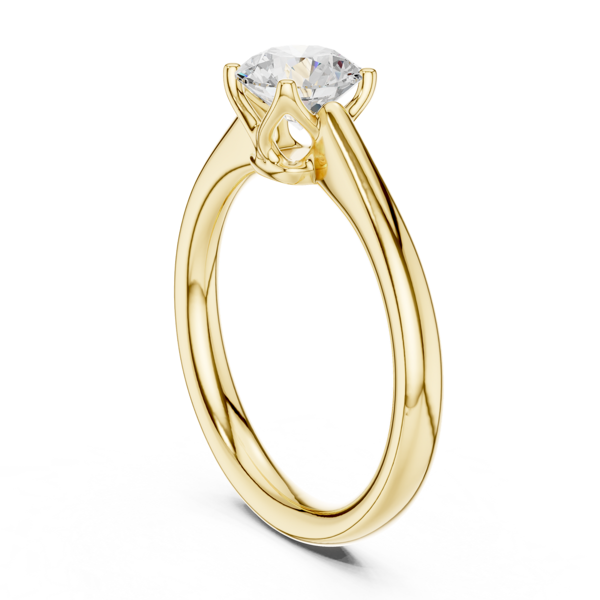 14K Solid Gold Lab Diamond Solitaire Ring, Yellow Gold, view 1