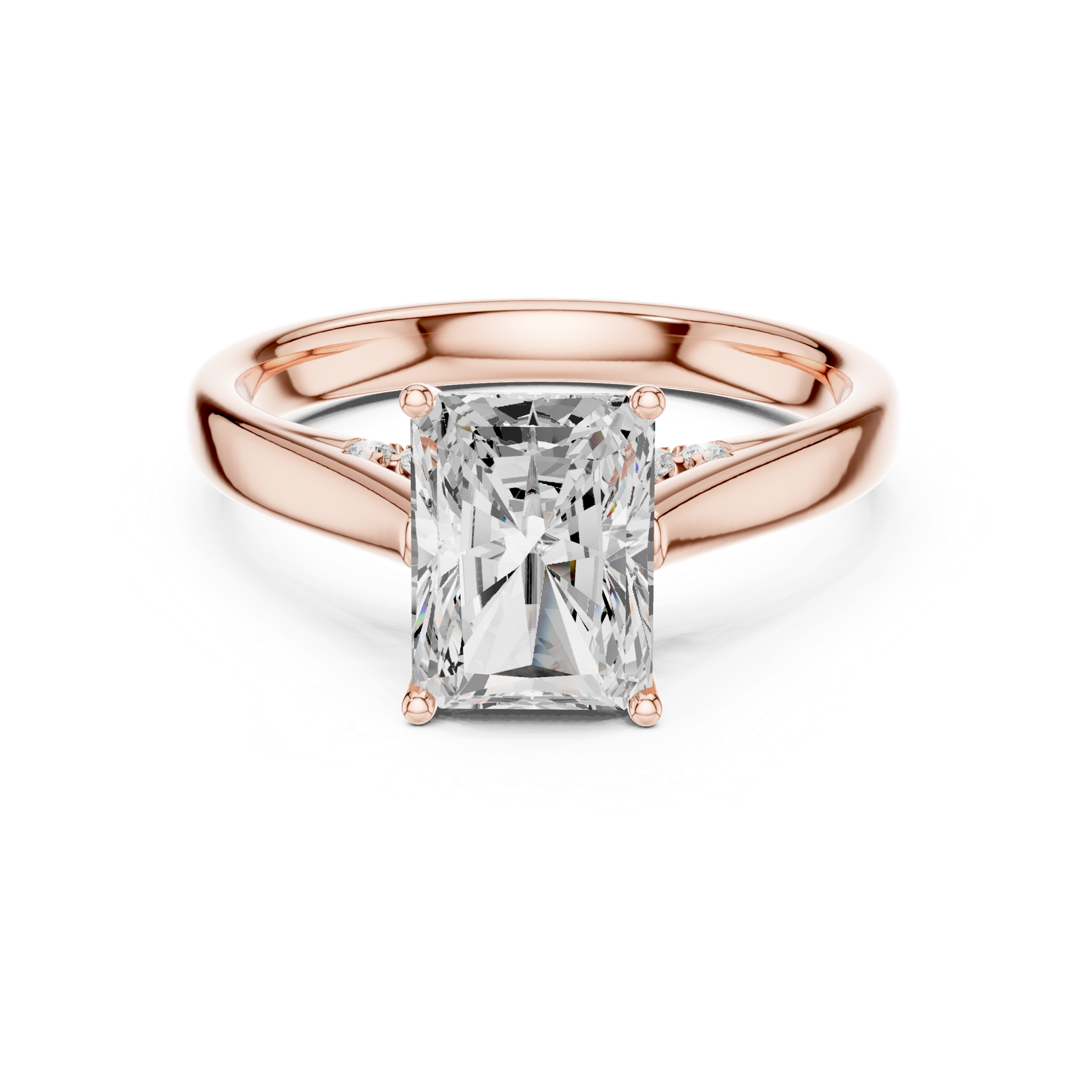 Gold Jewelry L36-18, Radiant center stone, Rose Gold, view 4