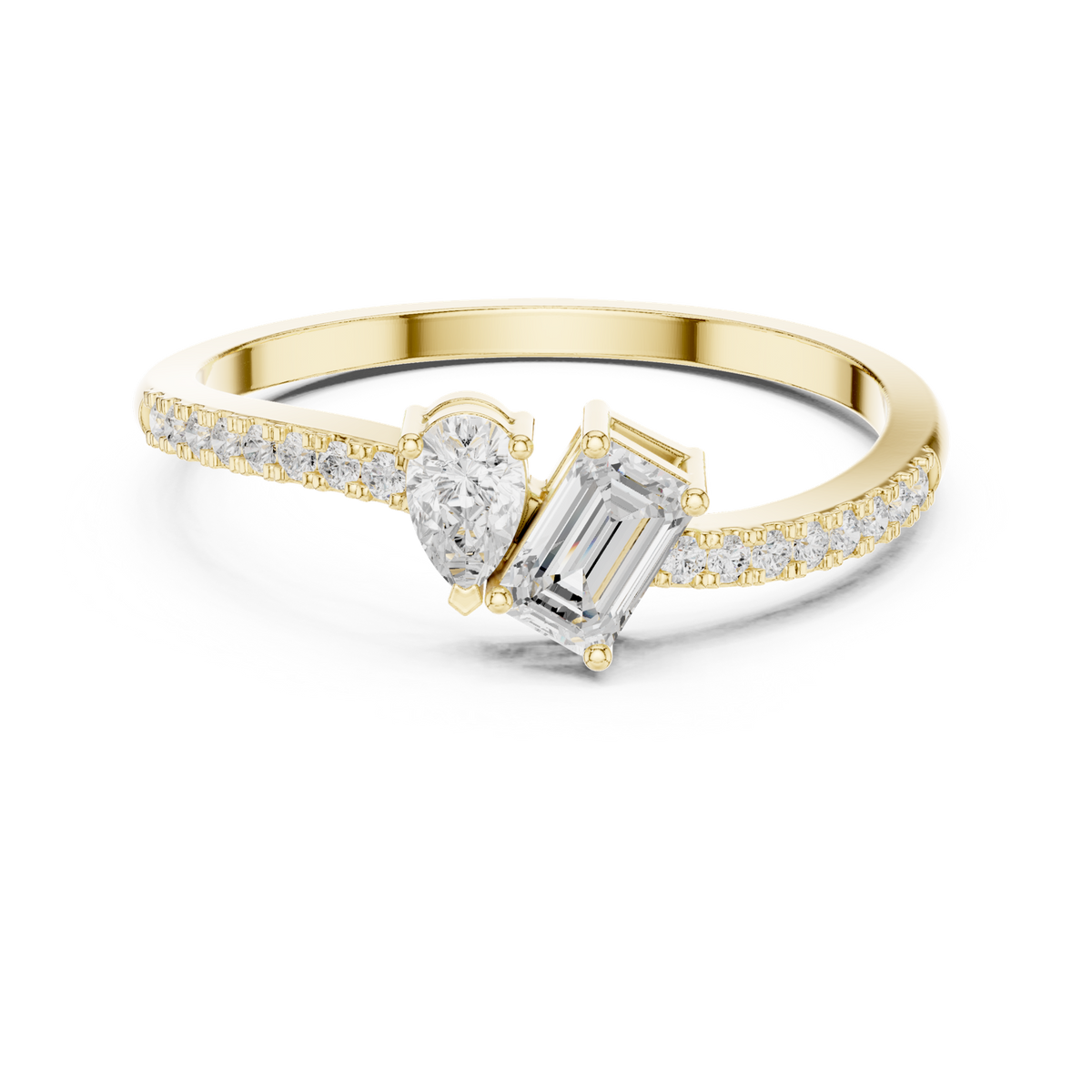 14K Solid Gold Lab Diamond Twist Ring, Yellow Gold