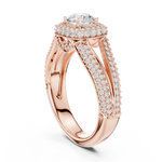 14K Solid Gold Lab Diamond Halo Ring, Rose Gold, view 1