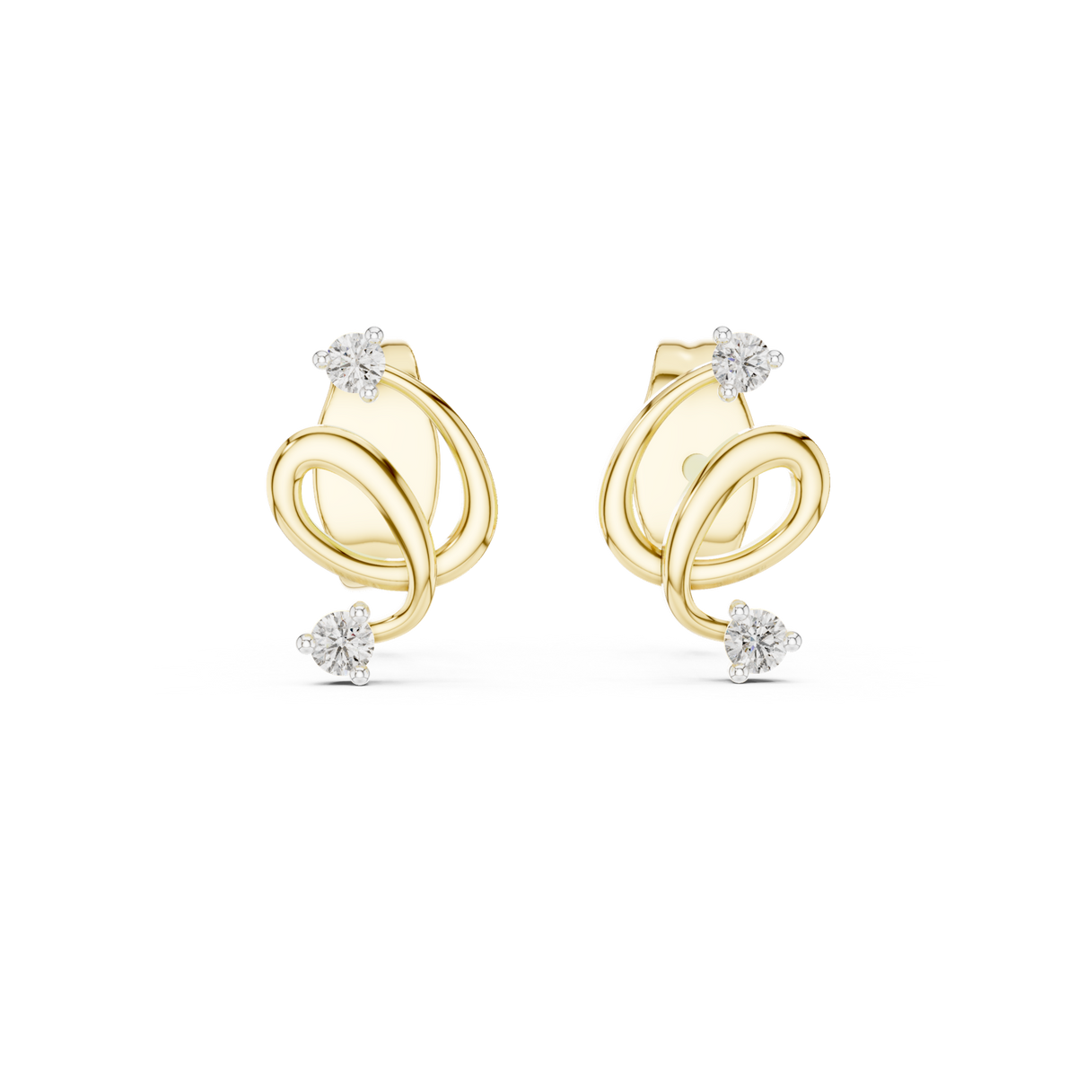 14K Solid Gold Lab Diamond Cluster Earrings, Yellow Gold