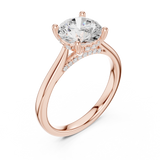 Gold Ring DDLR-163, Round center stone, Rose Gold, view 2