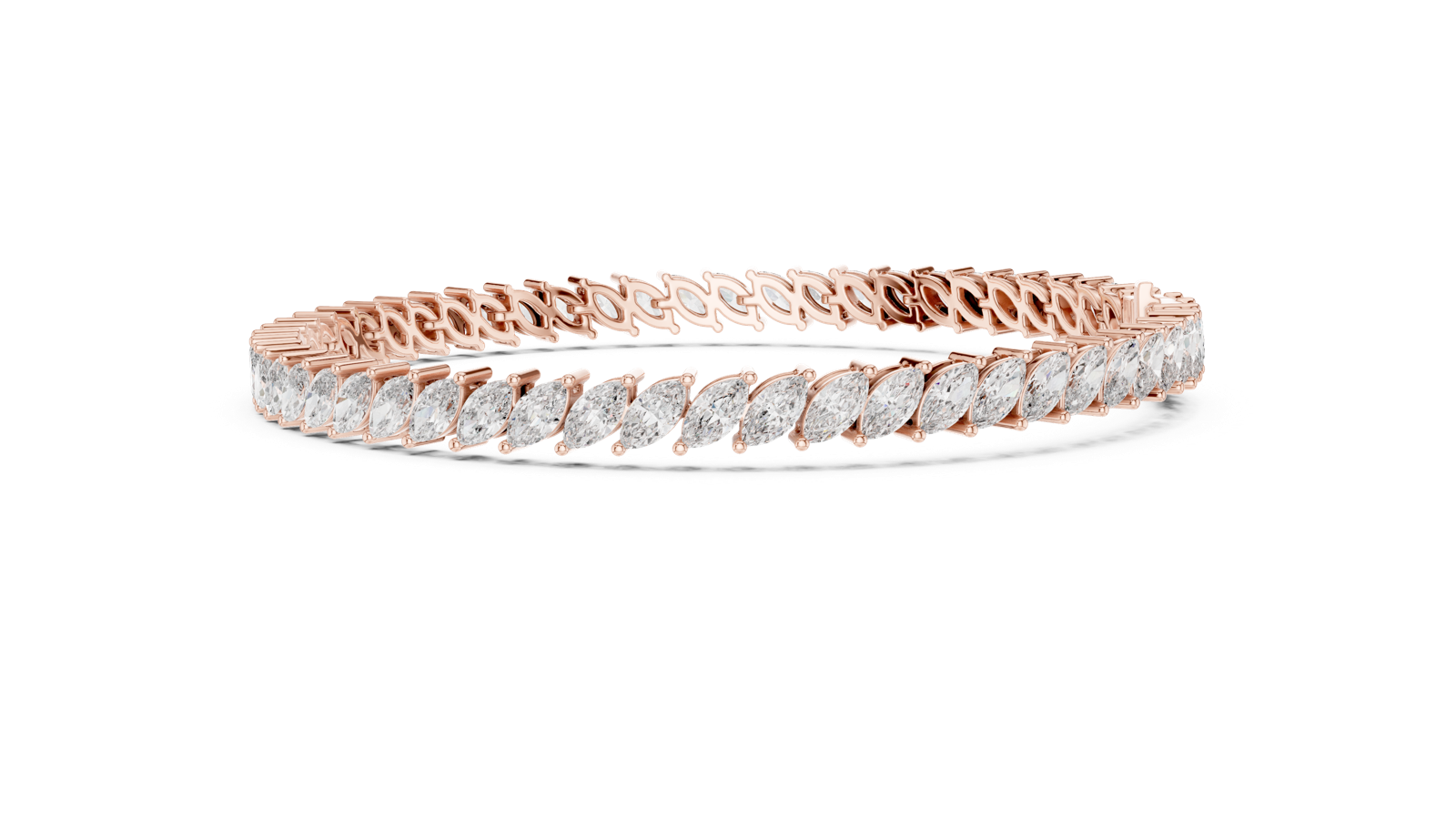 14K Solid Gold Lab Diamond Bracelet, Rose Gold, view 3