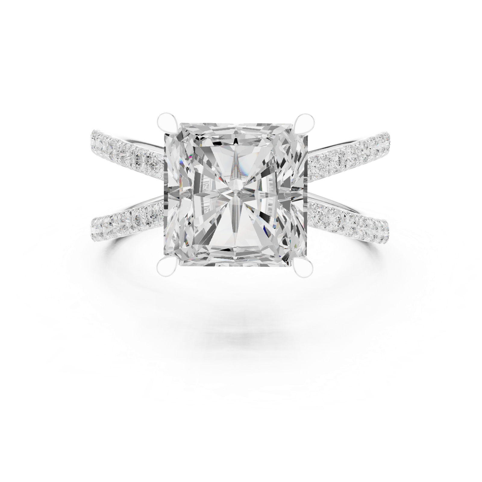 Gold Jewelry L36-25, Radiant center stone, White Gold, view 4