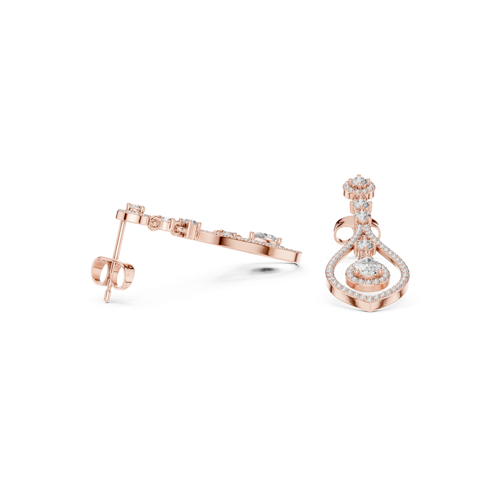 Gold Earrings 3-10006E_115_M, Rose Gold, view 1