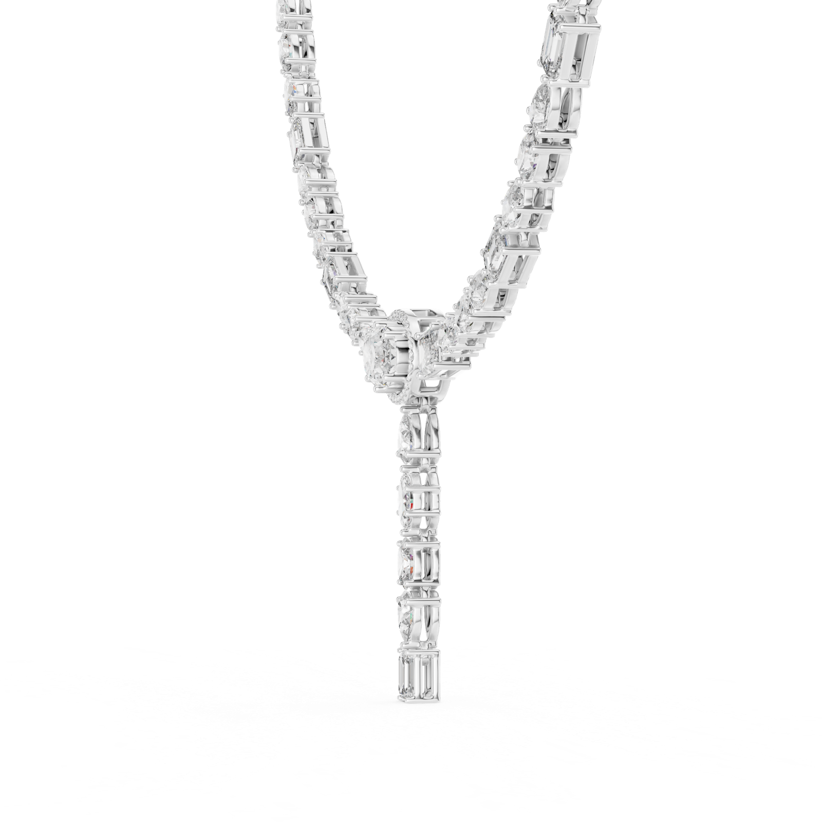 14K Solid Gold Lab Diamond Tennis Necklace, White Gold, view 3