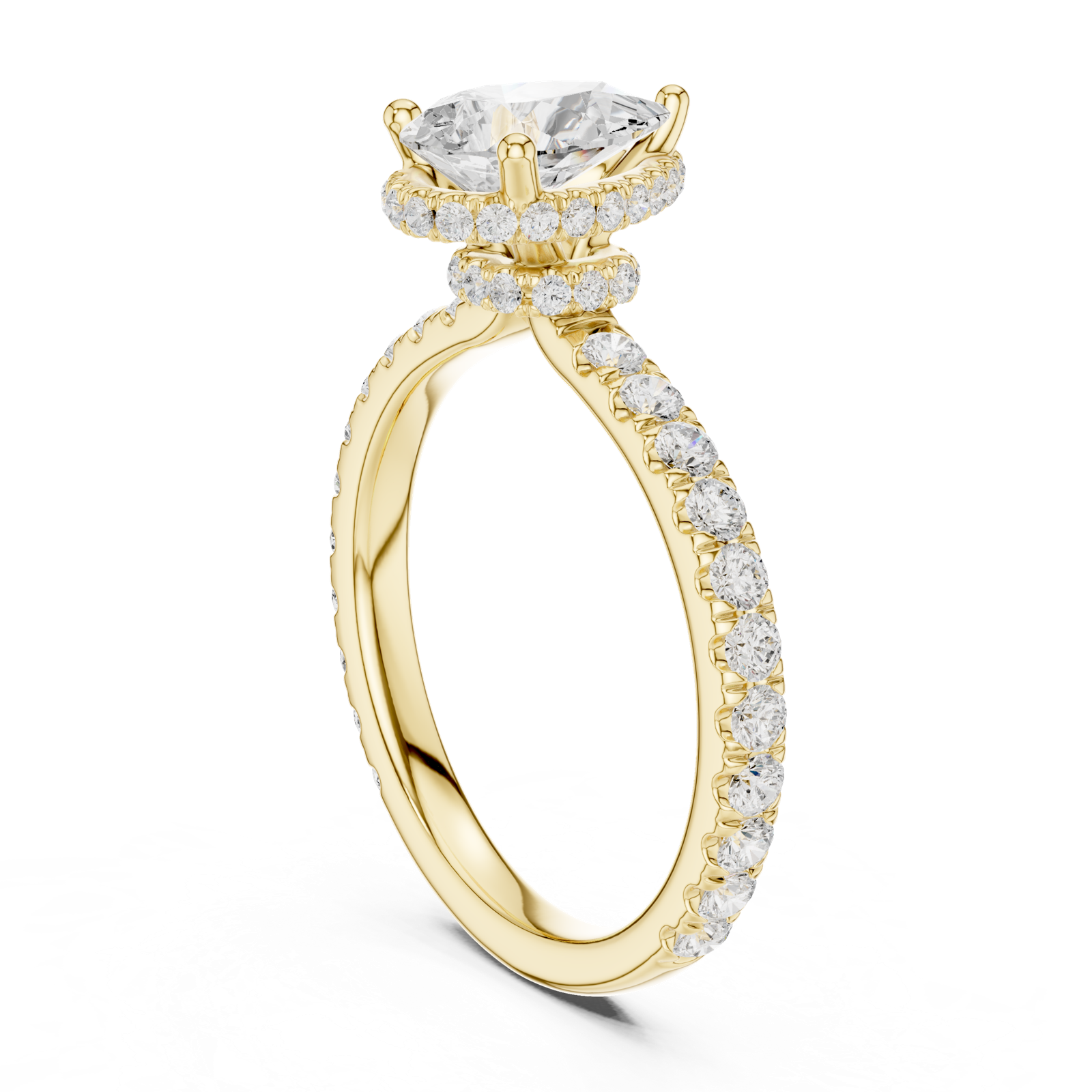 Gold Ring DDLR-165, Pear center stone, Yellow Gold, view 1