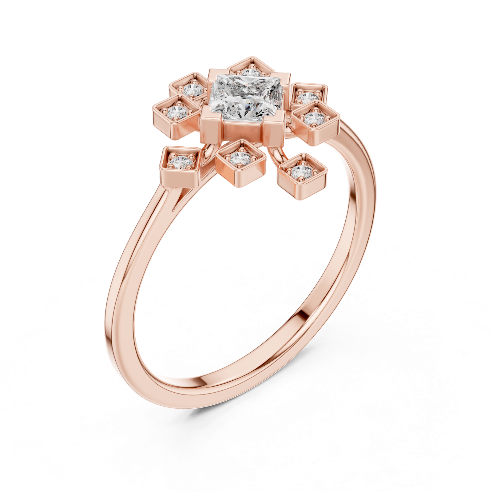 Gold Ring ALR-208, Rose Gold, view 2