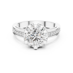 14K Solid Gold Lab Diamond Solitaire Ring, White Gold