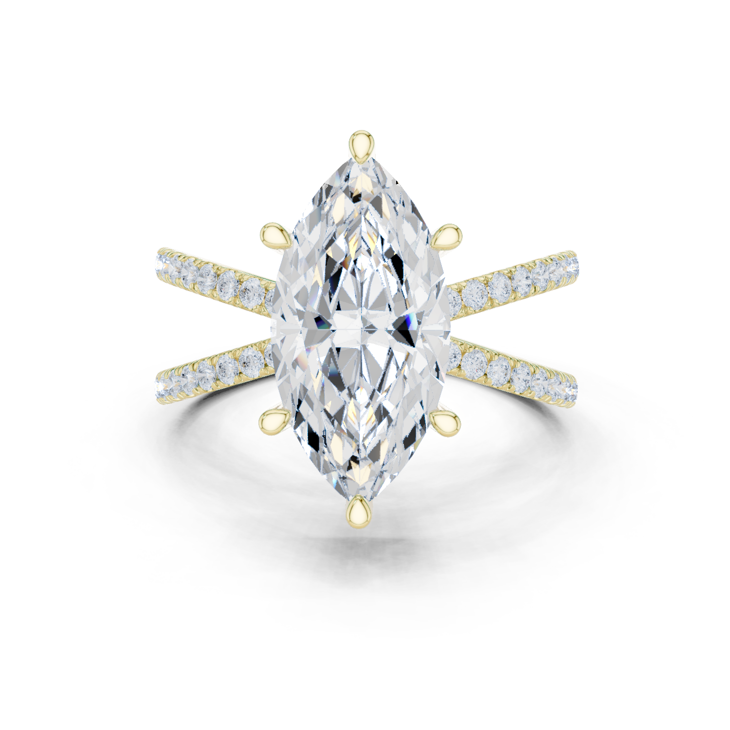 Gold Jewelry L36-25, Marquise center stone, Yellow Gold
