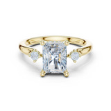Gold Ring DDLR-164, Radiant center stone, Yellow Gold