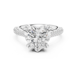Gold Ring DDLR-260, Heart center stone, White Gold, view 4