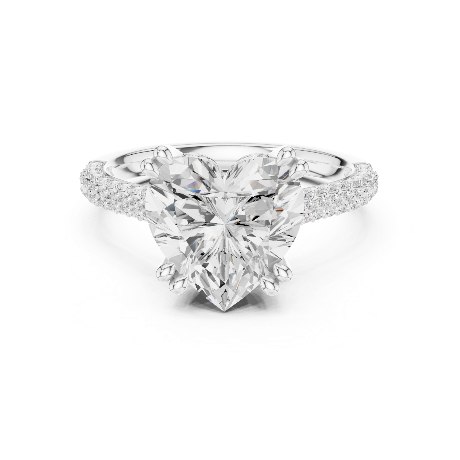 Gold Ring DDLR-260, Heart center stone, White Gold, view 4