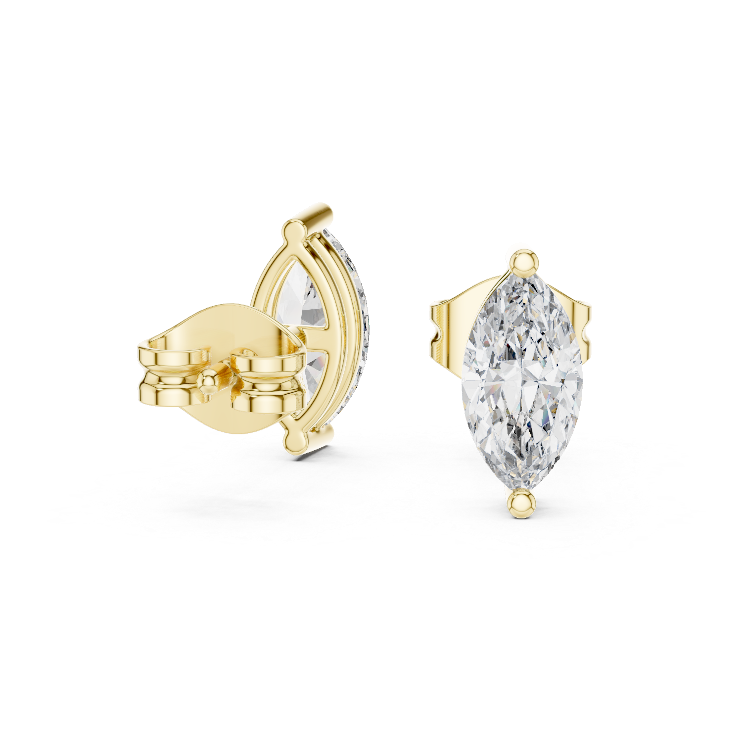 14K Solid Gold Lab Diamond Stud Earrings, Yellow Gold, view 1