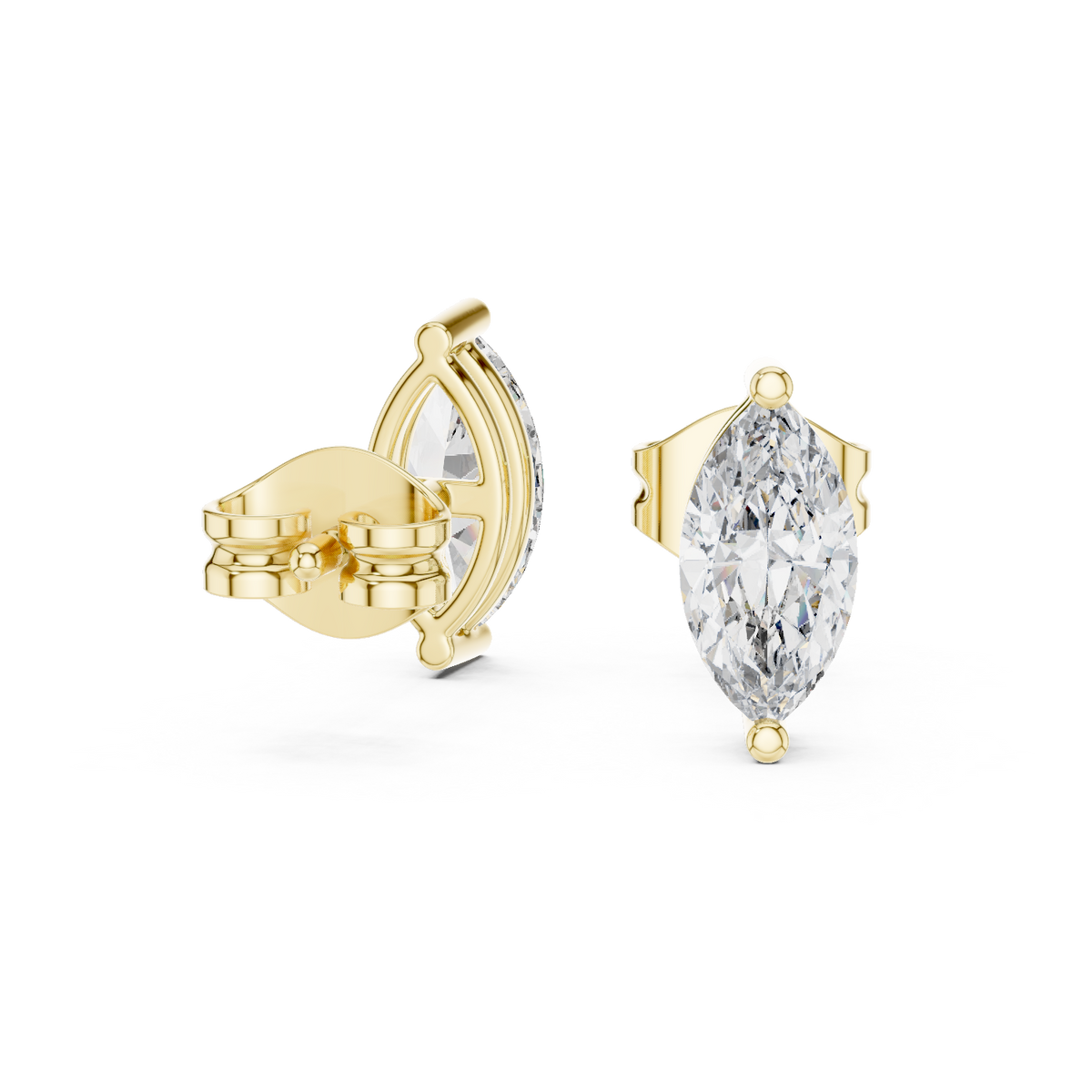 14K Solid Gold Lab Diamond Stud Earrings, Yellow Gold, view 1
