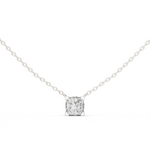 14K Solid Gold Lab Diamond Solitaire Pendant Necklace, White Gold