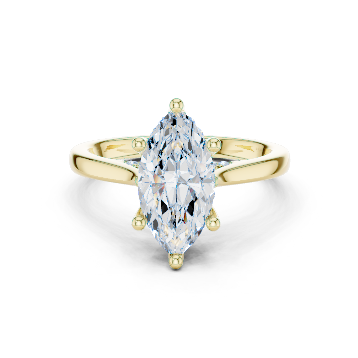 Gold Ring DDLR-163, Marquise center stone, Yellow Gold