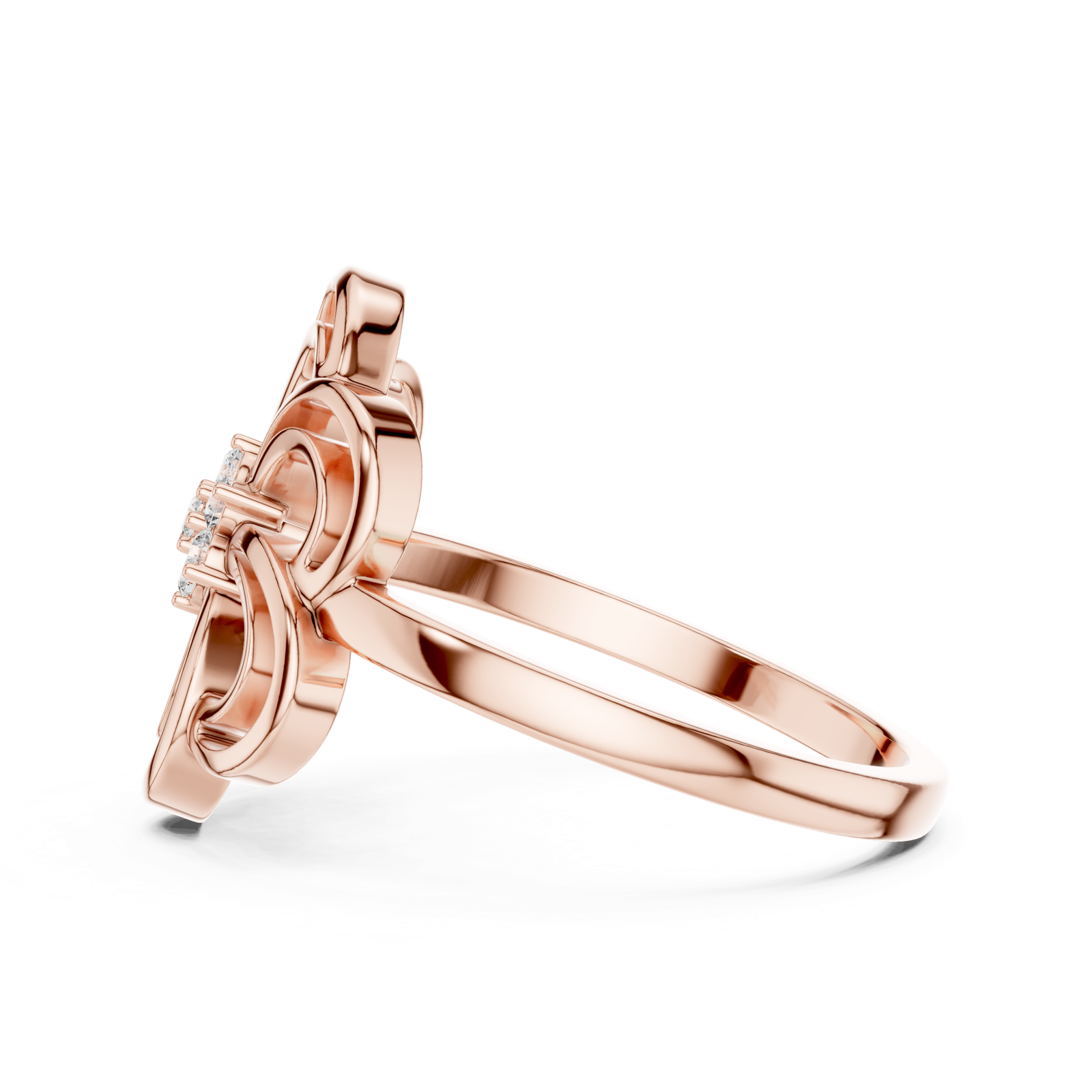 Gold Ring DR-6232, Rose Gold, view 3