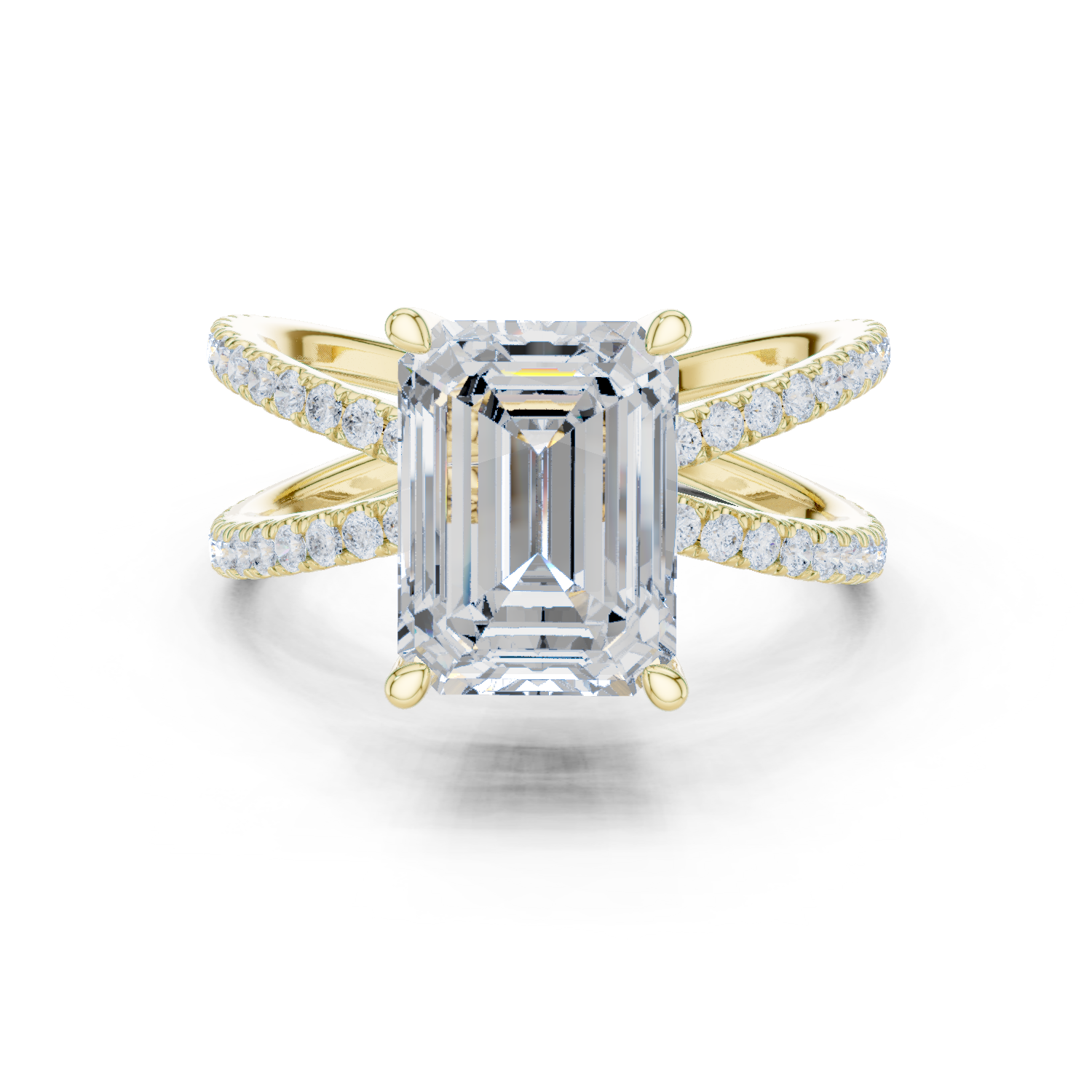 Gold Jewelry, Emerald center stone, Yellow Gold