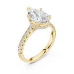 Gold Ring DDLR-258, Pear center stone, Yellow Gold, view 2
