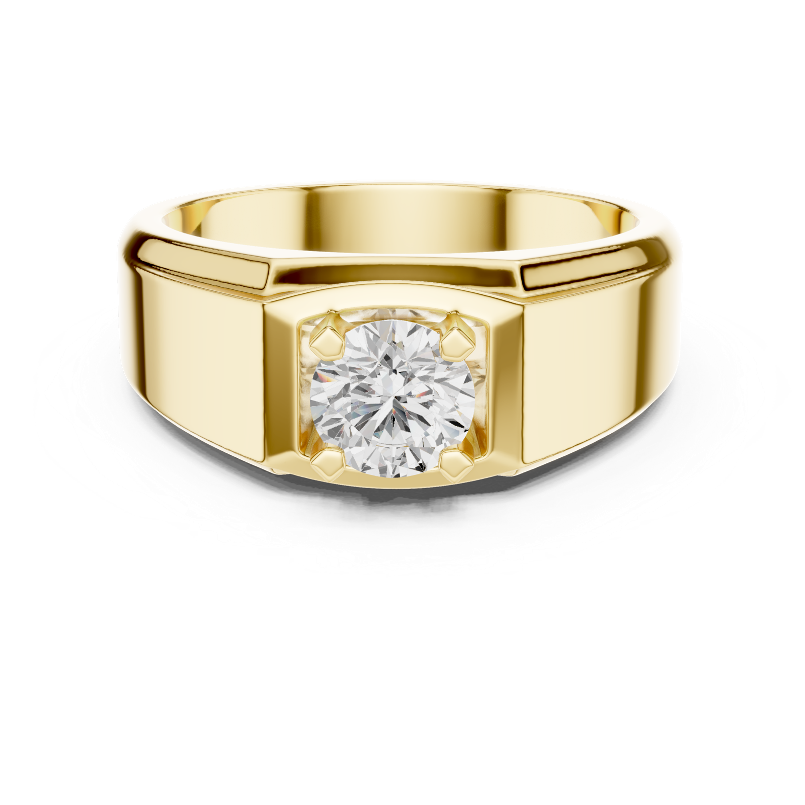 14K Solid Gold Lab Diamond Solitaire Ring, Yellow Gold, view 4