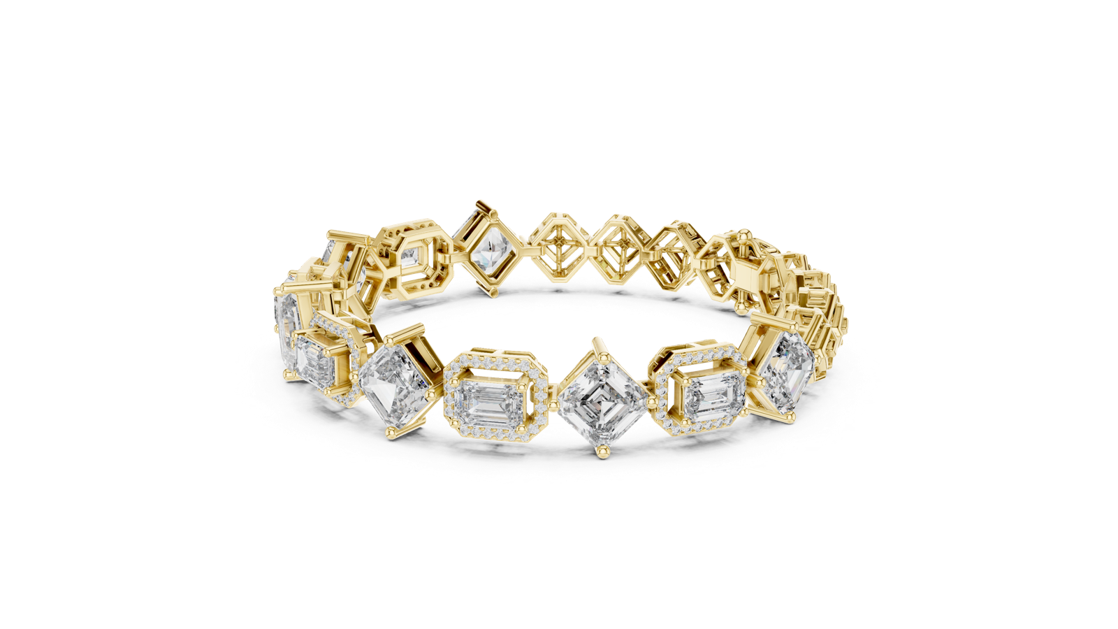 14K Solid Gold Lab Diamond Bracelet, Yellow Gold, view 1