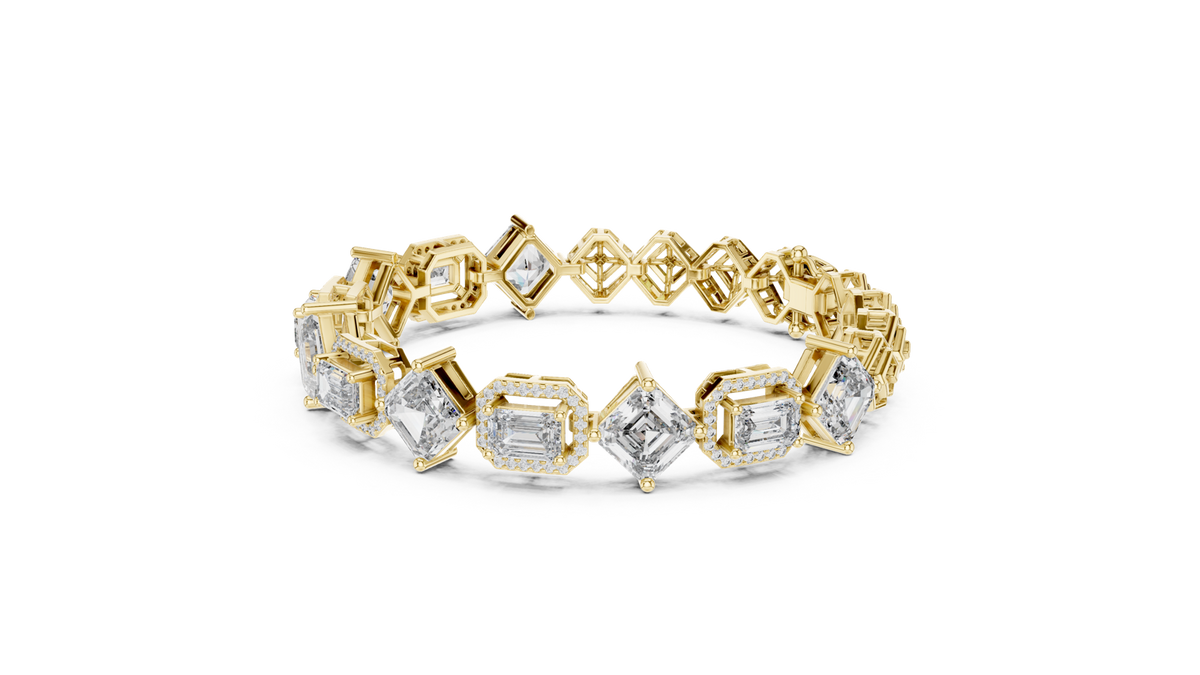 14K Solid Gold Lab Diamond Bracelet, Yellow Gold, view 1