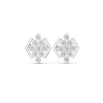 14K Solid Gold Lab Diamond Cluster Earrings, White Gold
