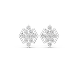 14K Solid Gold Lab Diamond Cluster Earrings, White Gold