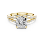 Gold Ring DDLR-252, Cushion center stone, Yellow Gold, view 4