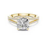 Gold Ring DDLR-252, Cushion center stone, Yellow Gold, view 4