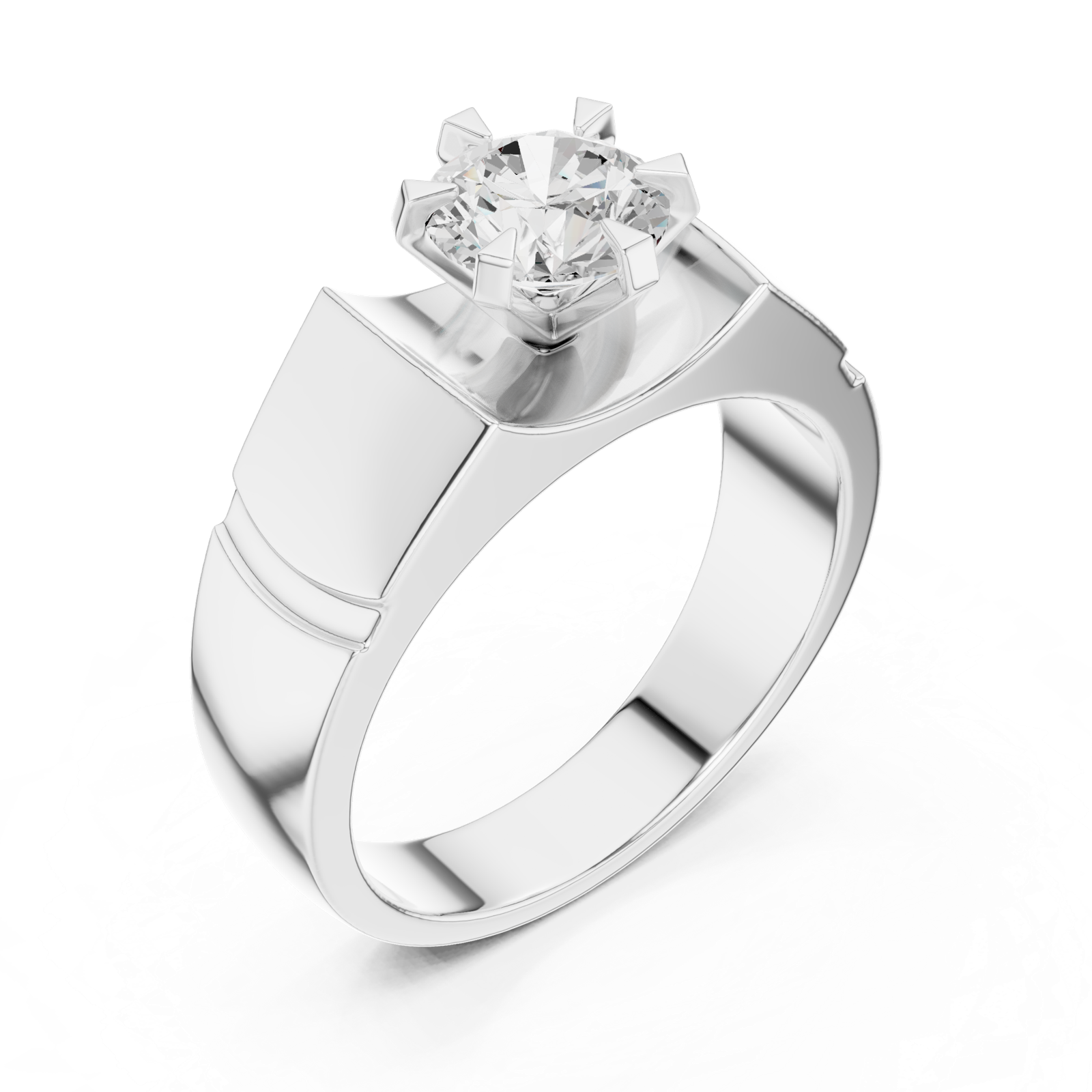 Gold Men's Ring GGR-0027, White Gold, view 2