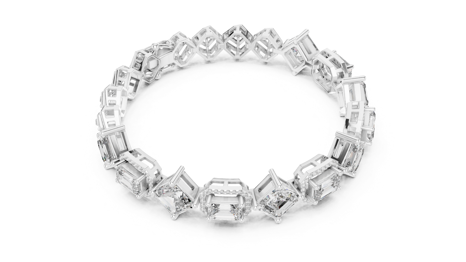 14K Solid Gold Lab Diamond Bracelet, White Gold, view 2