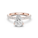 Gold Ring DDLR-161, Pear center stone, Rose Gold