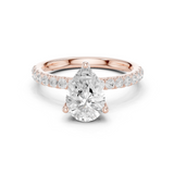 Gold Ring DDLR-161, Pear center stone, Rose Gold