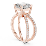Gold Jewelry, Asscher center stone, Rose Gold, view 1