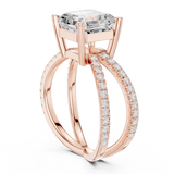 Gold Jewelry, Asscher center stone, Rose Gold, view 1