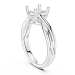Gold Twisted Band Solitaire Engagement Ring, Cushion center stone, White Gold, view 1