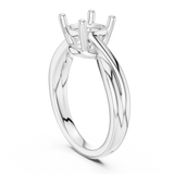 Gold Twisted Band Solitaire Engagement Ring, Cushion center stone, White Gold, view 1