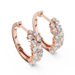 14K Solid Gold Lab Diamond Huggie Earrings, Rose Gold, view 2
