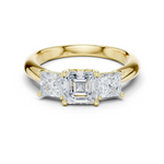 Gold Ring DDLR-044, Asscher center stone, Yellow Gold