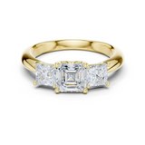 Gold Ring DDLR-044, Asscher center stone, Yellow Gold