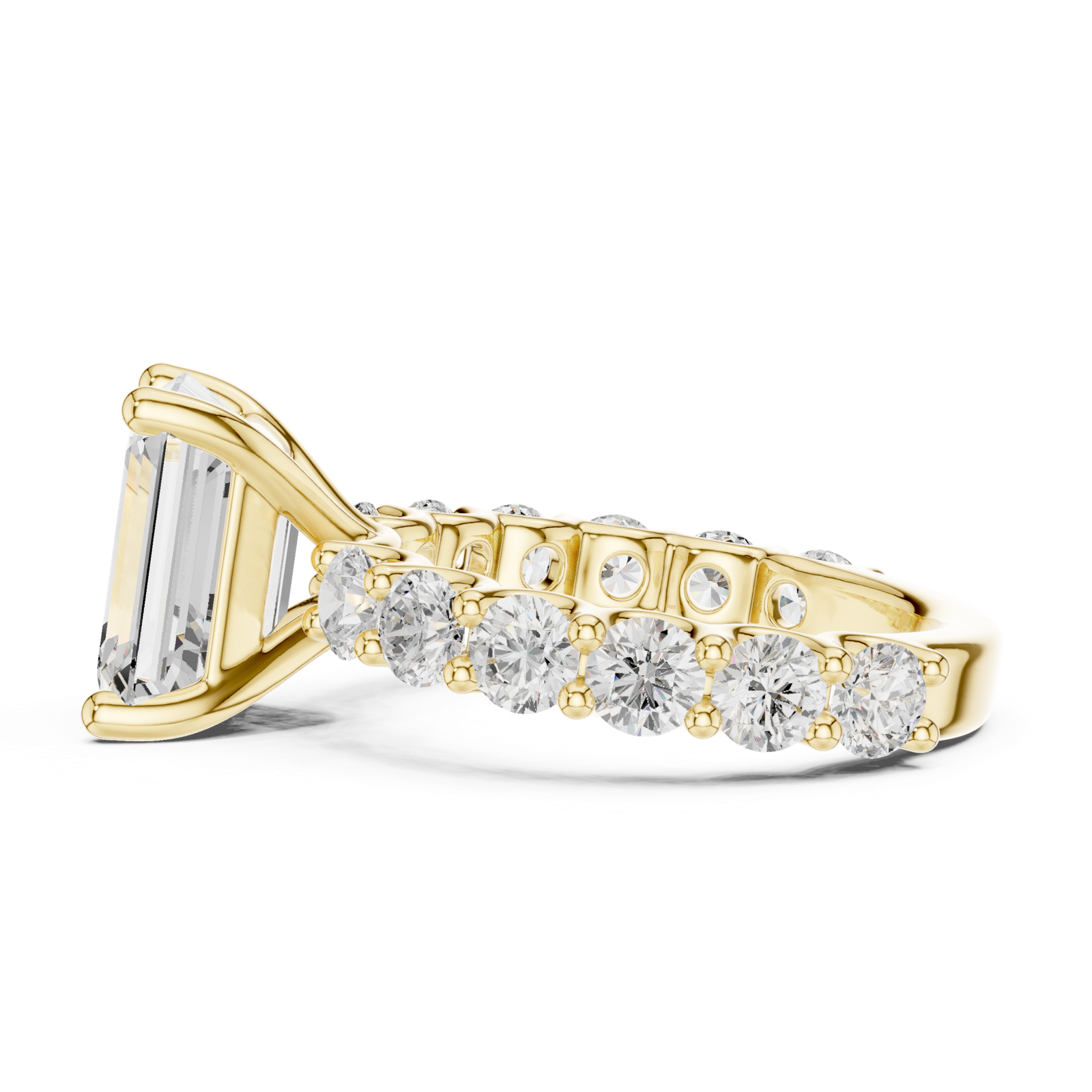 Gold Ring DDLR-087, Emerald center stone, Yellow Gold, view 3