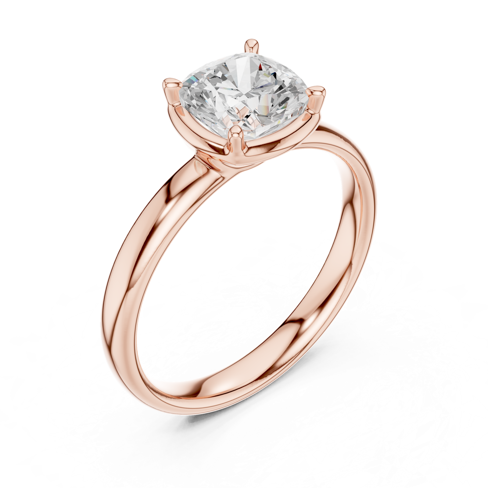 Gold Jewelry, Cushion center stone, Rose Gold, view 2