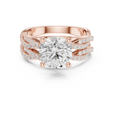 Gold Ring DDLR-300, Round center stone, Rose Gold, view 4