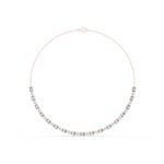 14K Solid Gold Lab Diamond Station Necklace, Rose Gold