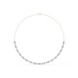 14K Solid Gold Lab Diamond Station Necklace, Rose Gold